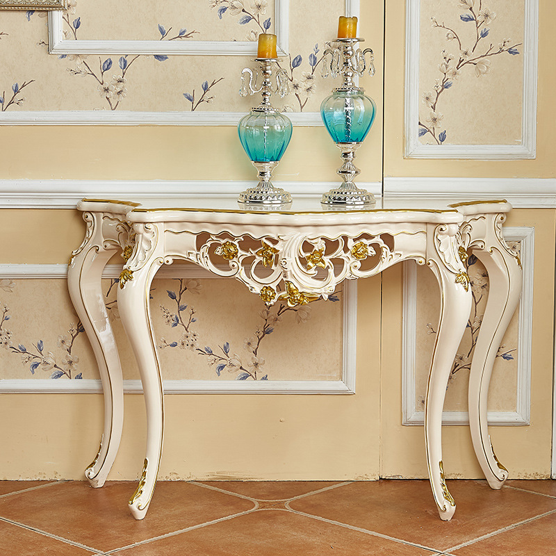 欧式玄关柜 美式实木玄关桌 欧式入户半圆靠墙玄关台 门厅玄关柜