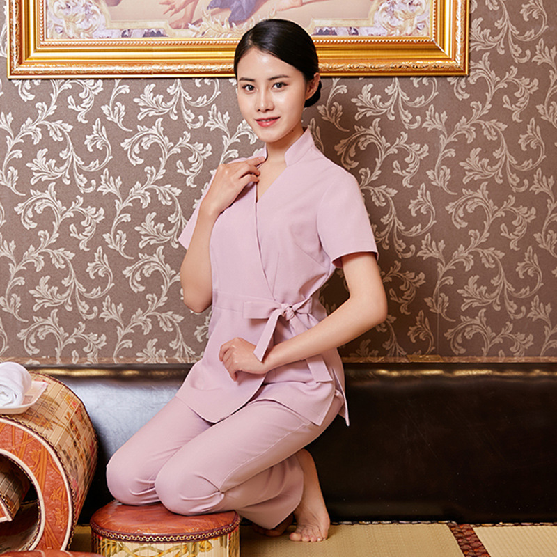 酒店养生会所足浴工作服女套装sp桑拿洗浴按摩女足疗技师长裤套装