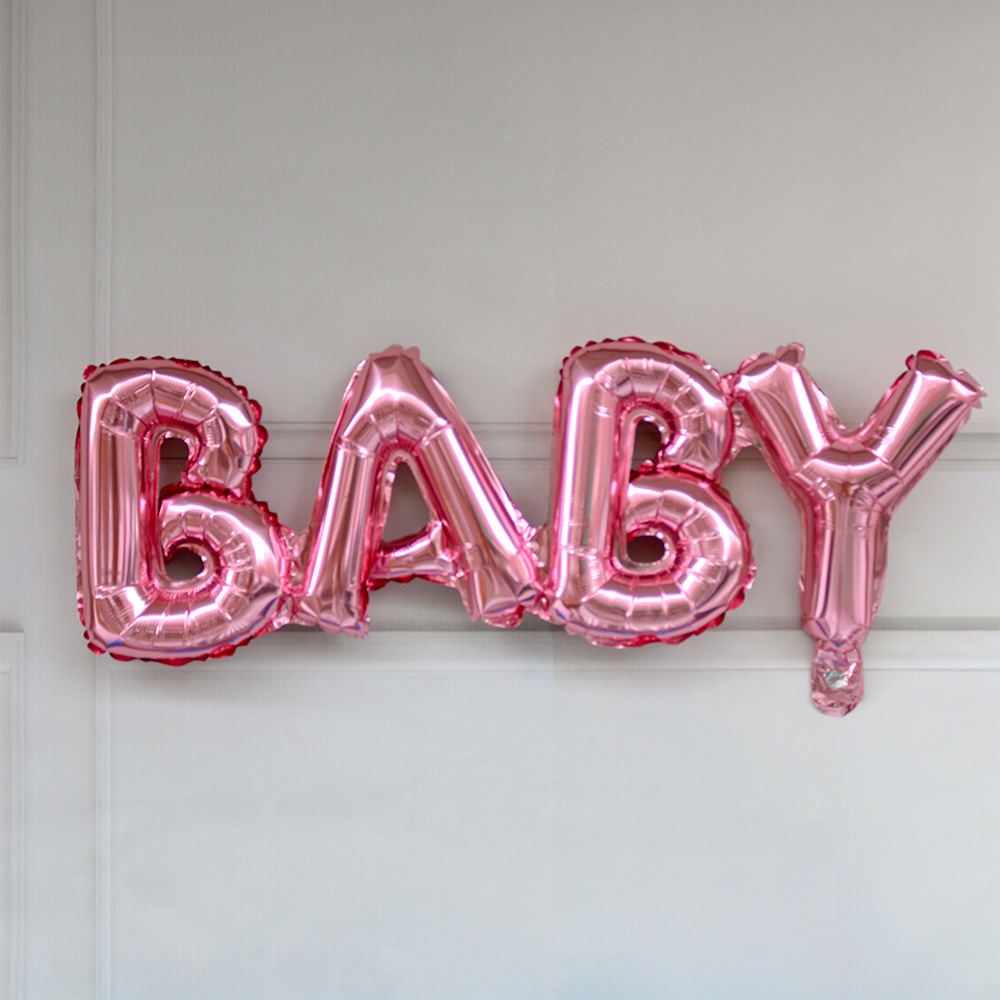 连体boy girl铝箔气球男孩女孩字母baby铝膜气球生日洗礼派对用品