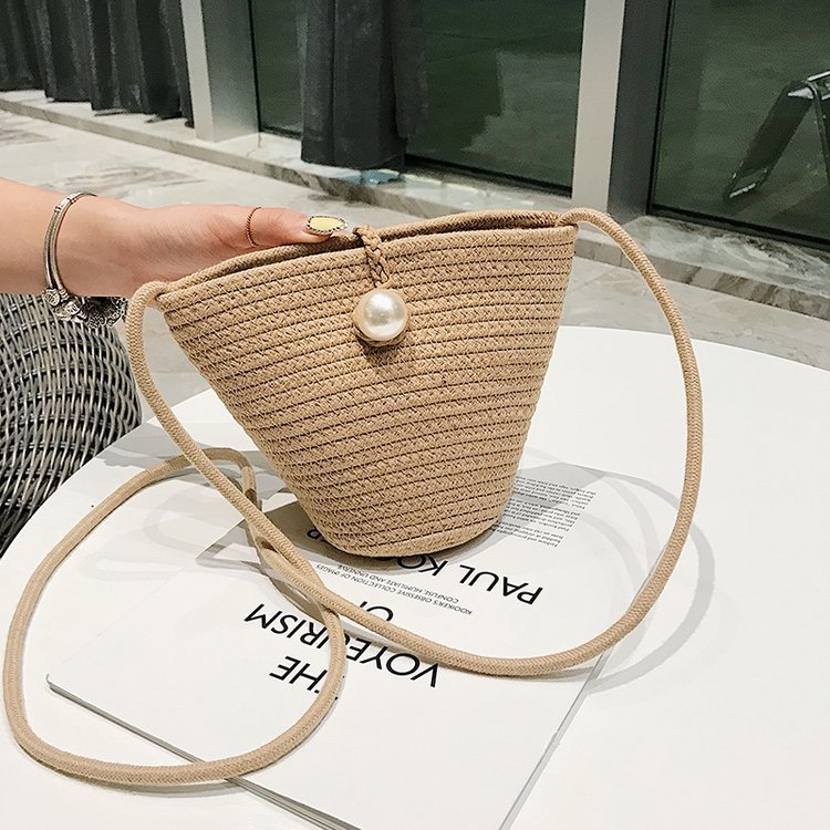 Summer Straw Women's Bag 2019 New Fashion Woven Mini Bucket Bag Korean Style Trendy All-Match Crossbody Shoulder Bag