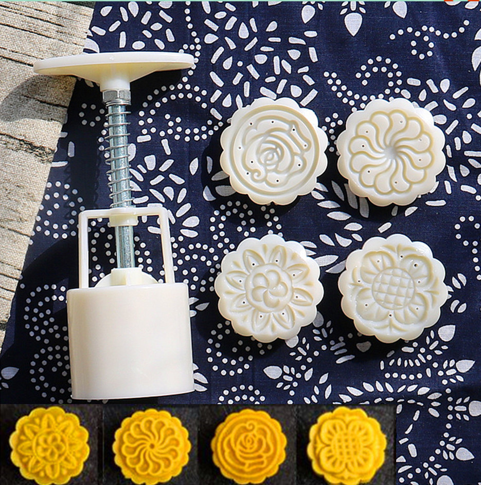 月饼模具 圆形方形50克63克100克 中秋手压月饼模冰皮月饼压花模