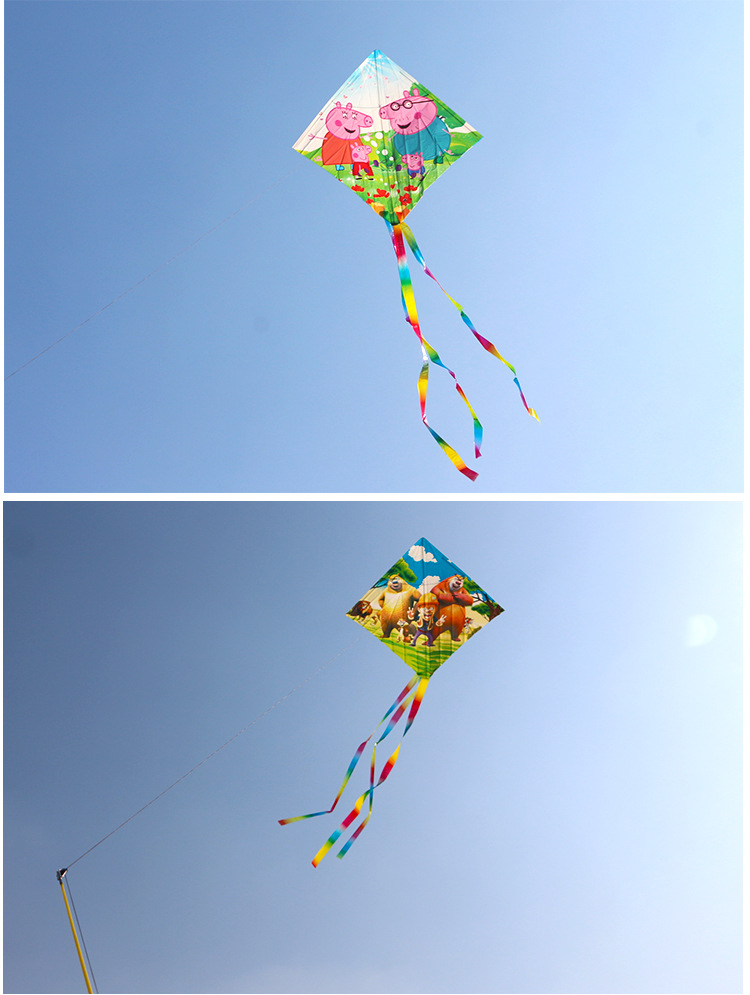 鱼竿放风筝 透明塑料风筝 儿童卡通小风筝批发 微风易飞适合新手