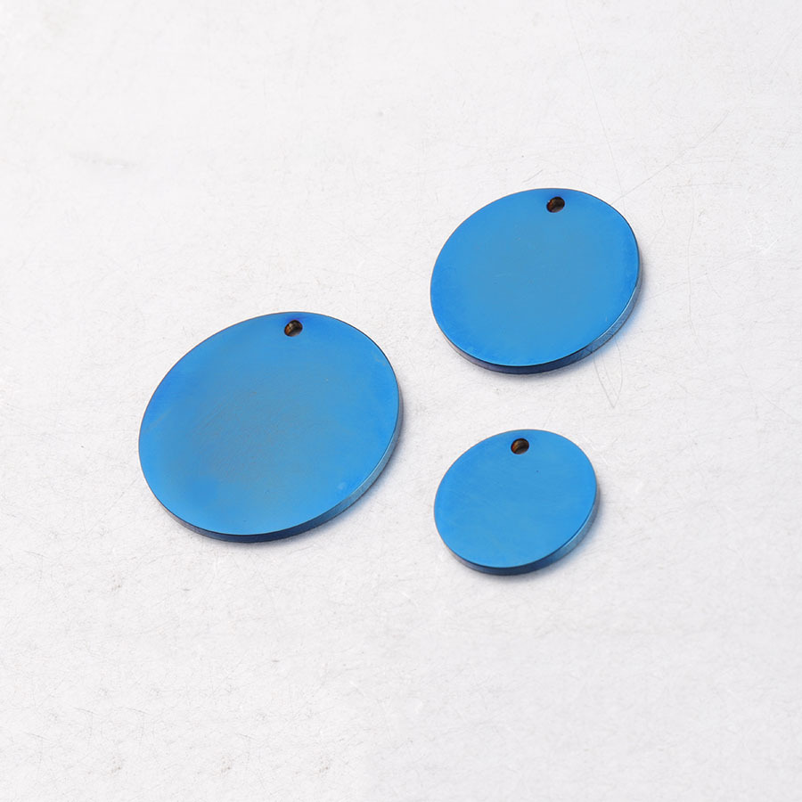 彩虹色圆盘圆片吊坠 镜面不锈钢30/25/20/19/16/15mm 1.8/1.5mm厚