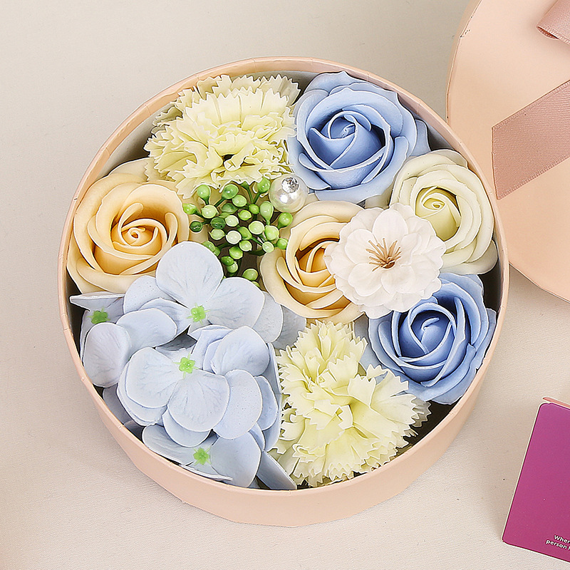 New Cross-Border Valentine's Day Teacher's Day Gift Soap Flower Small round Box Holiday Christmas Gift for Girlfriend