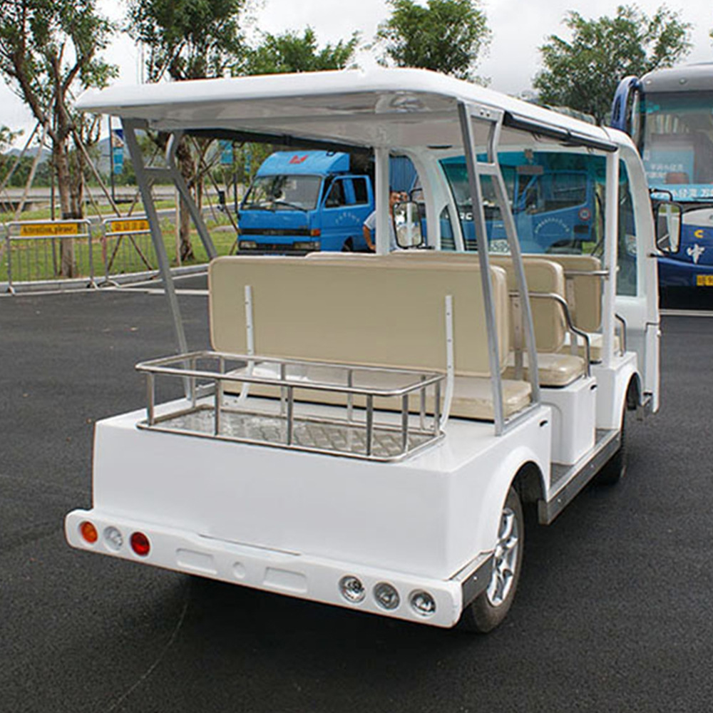 8座白色电动四轮敞篷旅游观光浏览车成人看房车巡逻车高尔夫球车