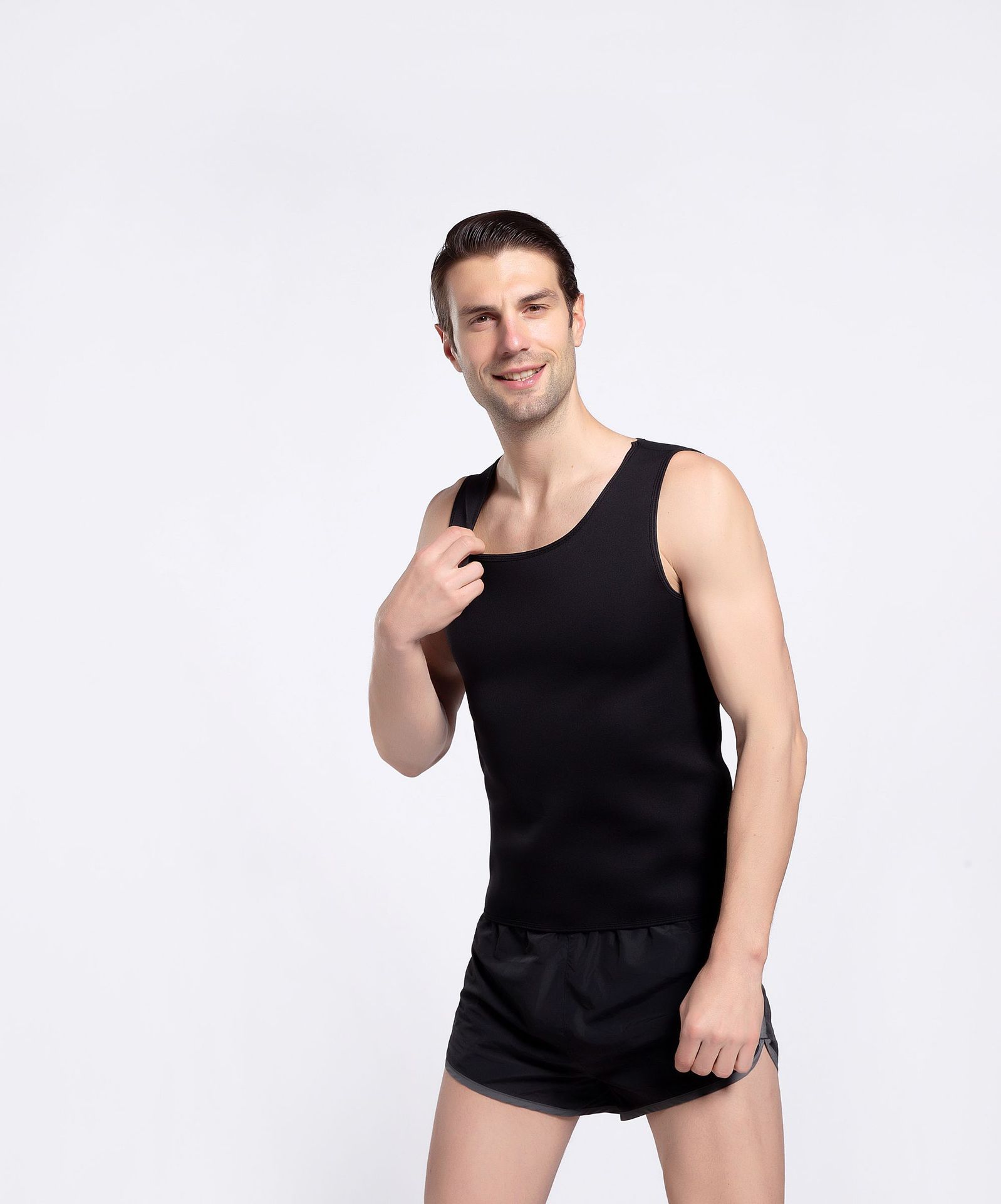 欧美男士运动背心爆汗健身马甲塑身衣收腹塑形衣无拉链美体塑腰衣