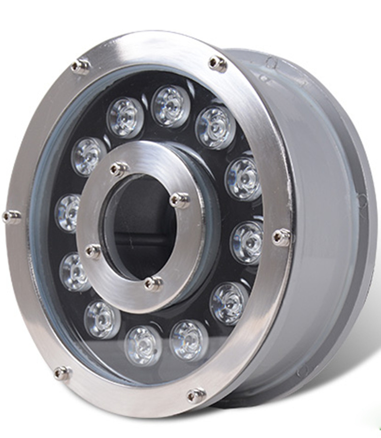 喷泉灯led涌泉灯低压12v24v水下射灯不锈钢七彩圆形内外控水底灯