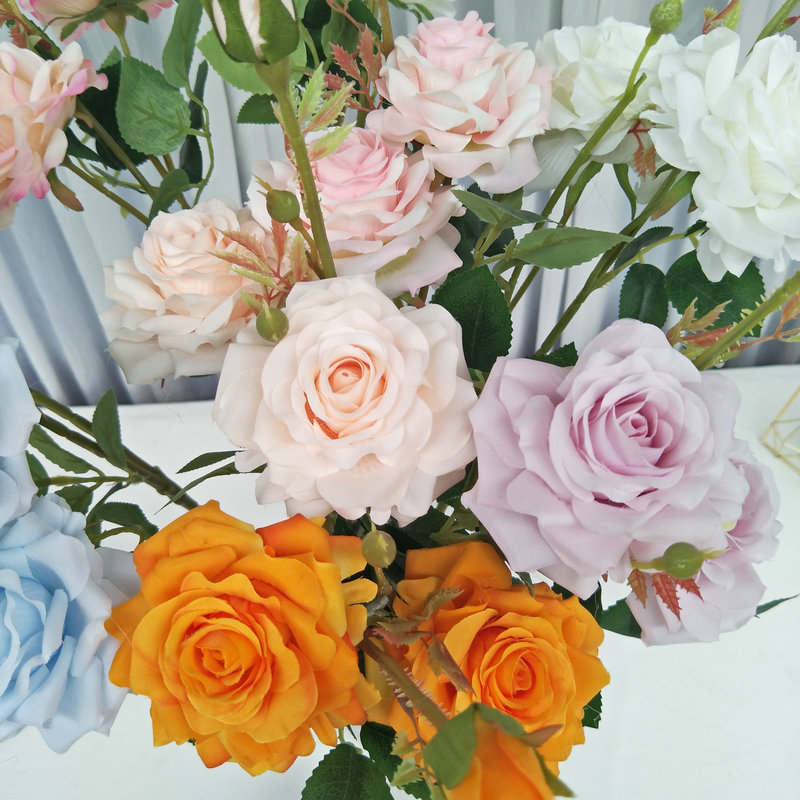 威尼诗仿真玫瑰 仿真花婚庆室内客厅装饰道具 西洋玫瑰批发