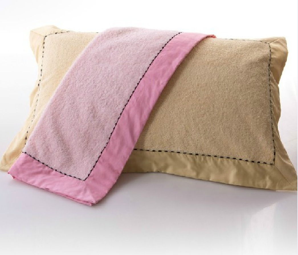 金号依诗家 新疆 长绒棉精梳棉枕巾布艺包边粉色 素色枕巾 sk4204