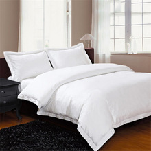 纯色简约客房布草 酒店白色床单被套 60S贡缎纯棉床上用品套件