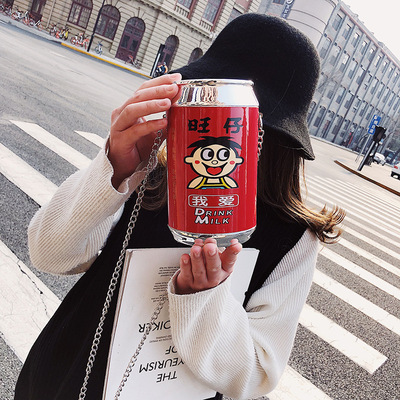 tf72ins超火斜挎包女2019新款复古圆桶搞怪旺仔牛奶包包女斜挎水