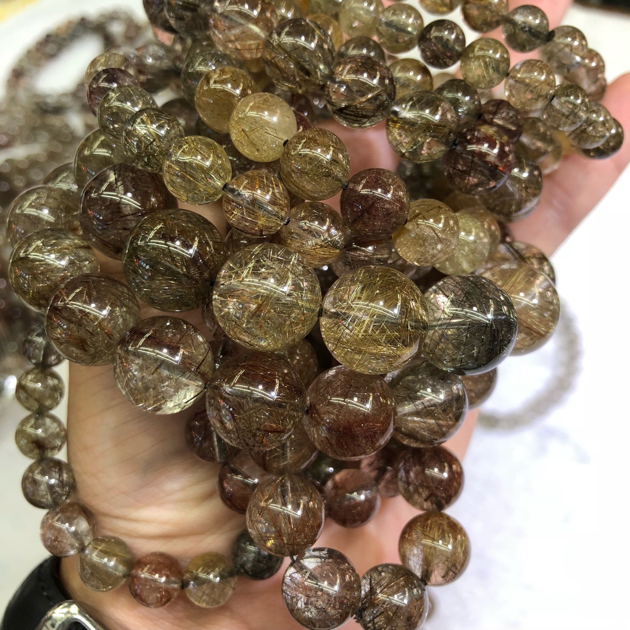 厂家直销天然彩发晶手链新品上市魔鬼发晶手串彩发水晶批发