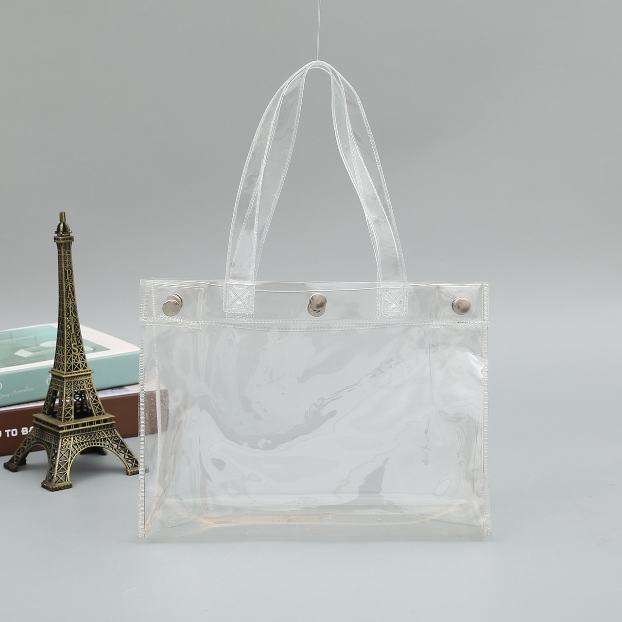 透明pvc手提纽扣袋pe包装袋定做pvc塑料手提袋定制logo