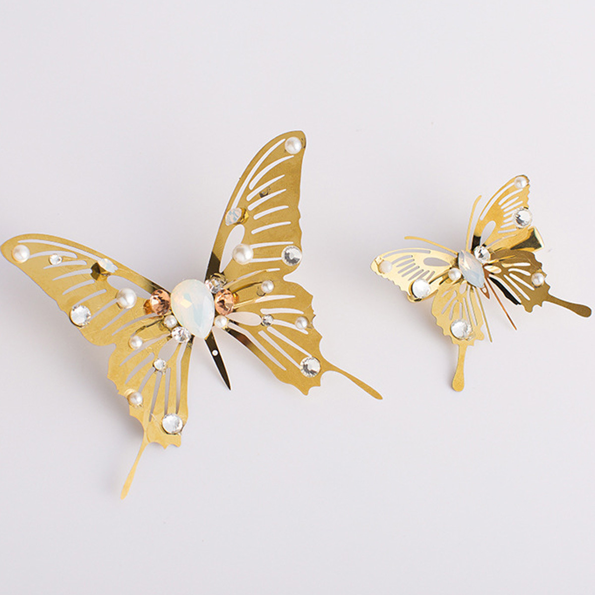 金色蝴蝶镶钻发夹超仙女森系新娘结婚头饰韩式造型婚纱礼服配饰