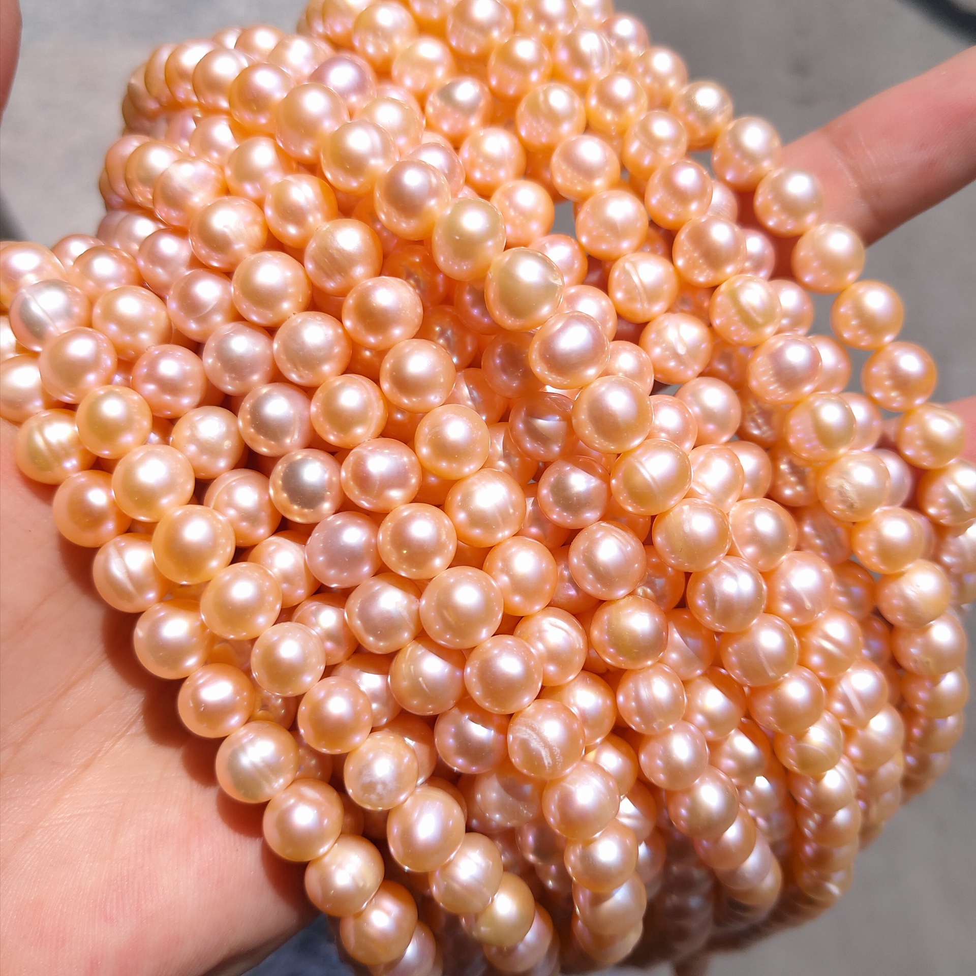 7mm天然淡水珍珠冲头裸石散珠批发自然生长纹珍珠项链手链半成品