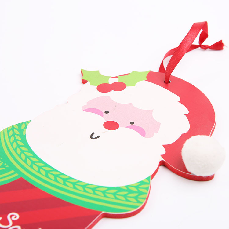 New Christmas Key Shape Wooden Listing Creative Home Santa Claus Decoration Wooden Hanging Panel Wholesale