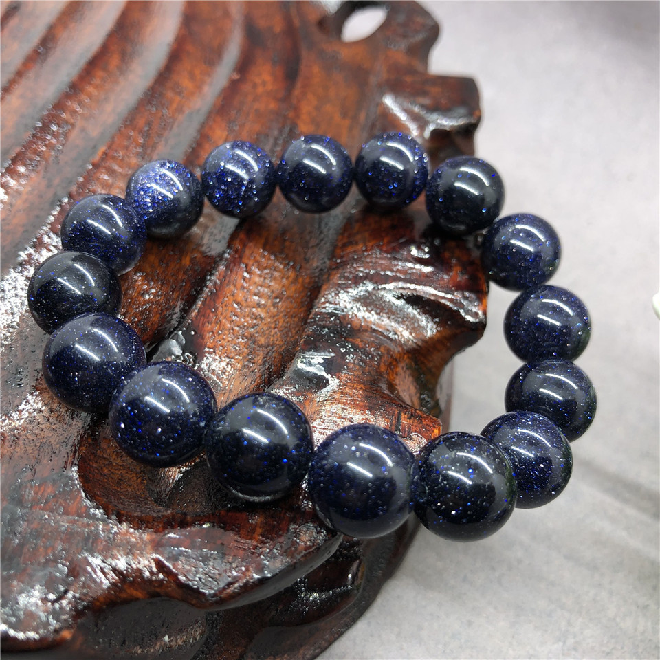 天然蓝砂石圆珠手链批发 6/8/10/12mm手工制作女士手串礼物速卖通