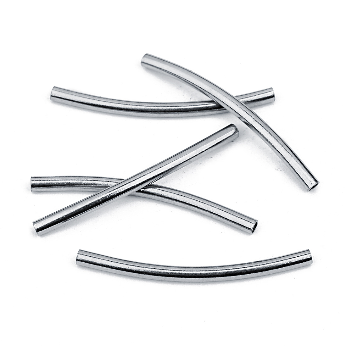 10个/包不锈钢光面圆形弯管简约直通弯管diy手工手链配件饰品材料