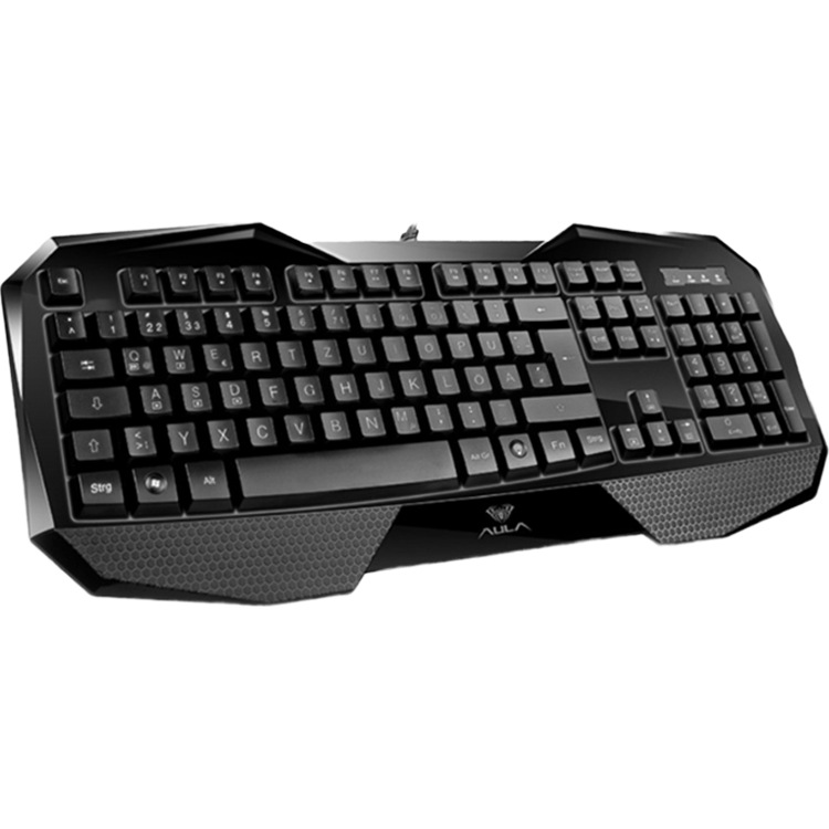 aula/狼蛛 八荒三色 德国版德文 背光键盘 104键游戏usb有线键盘