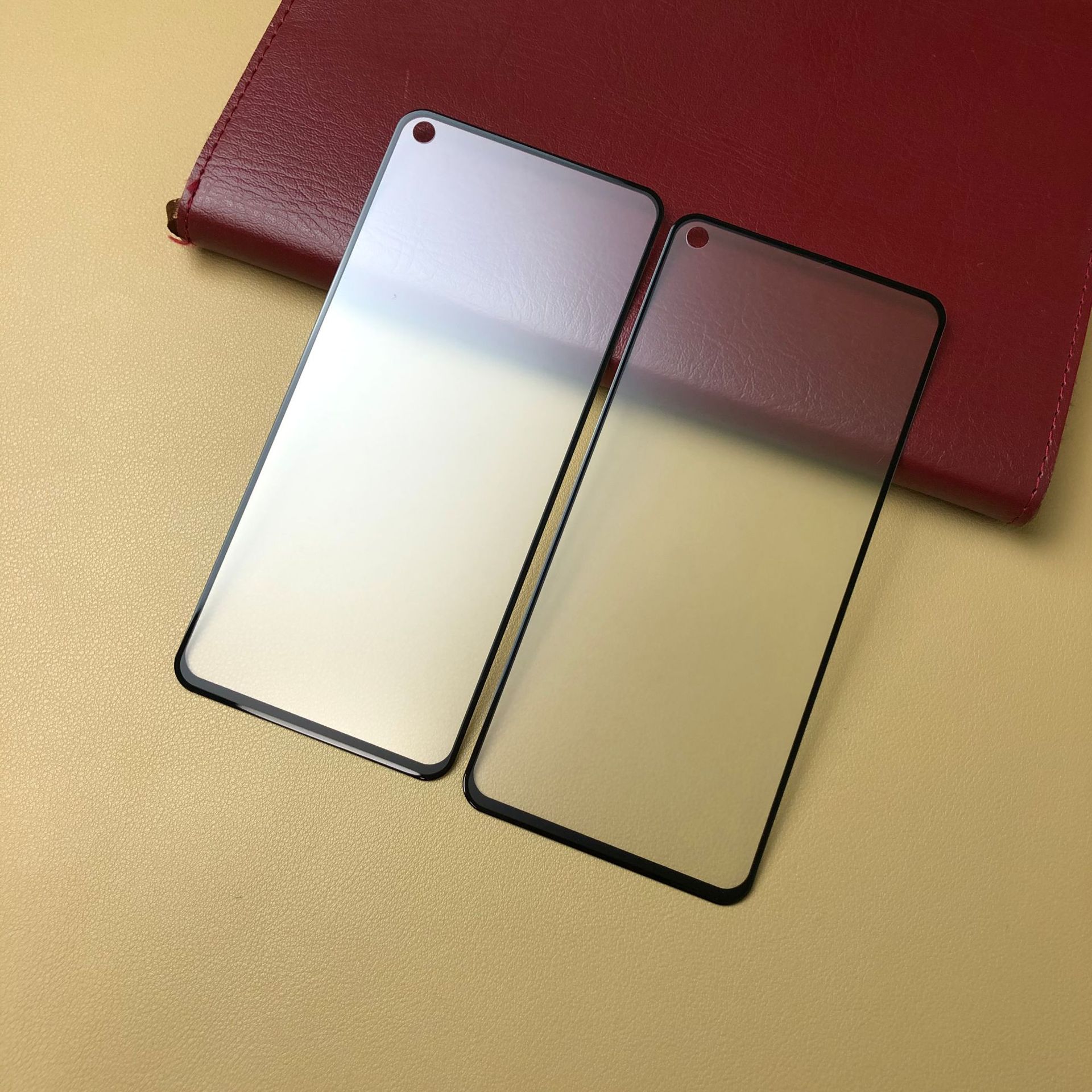 适用samsung a80雾面玻璃贴三星a90全屏磨砂钢化膜 蚀刻亮边 电镀