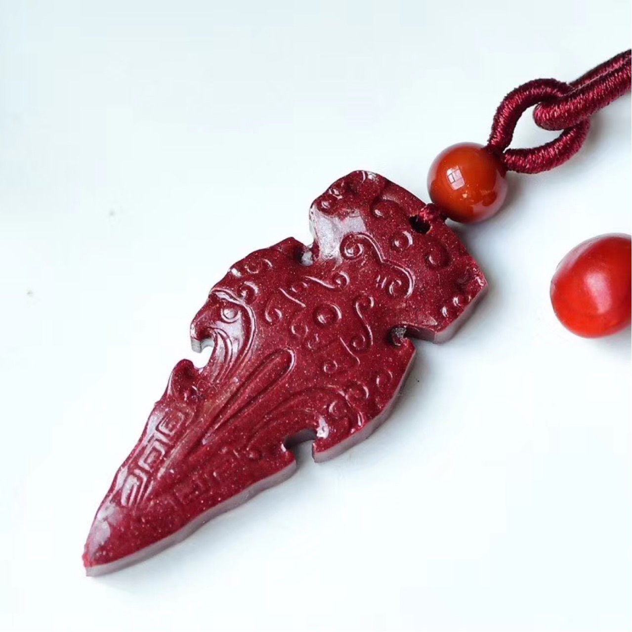 天然朱砂降魔杵吊坠紫金砂佛光护身法器金刚杵男女款项链饰品批发