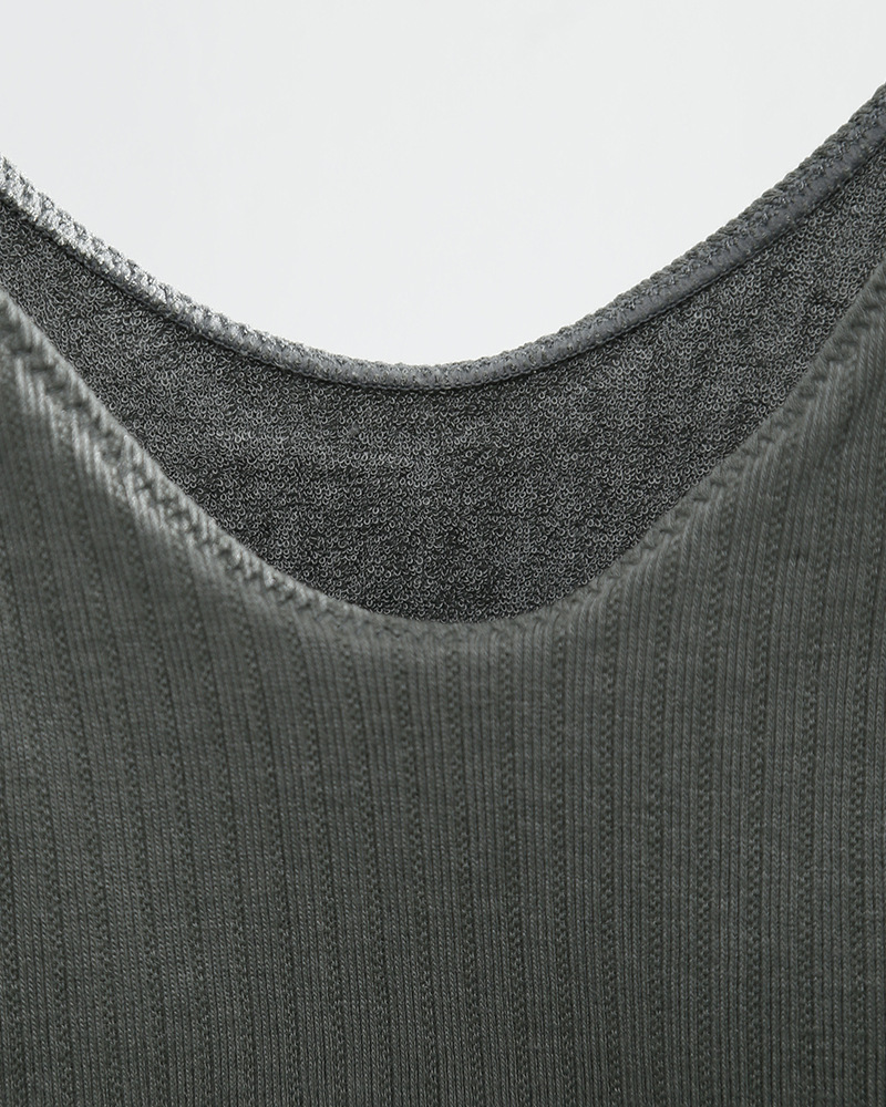 秋冬加厚保暖背心 毛圈款 带罩杯修身款内搭打底衫无袖 纯色棉质