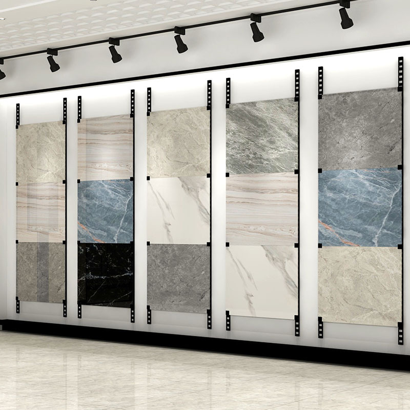 优质挂墙直板瓷砖样板展示架冲孔立柱石材陈列架