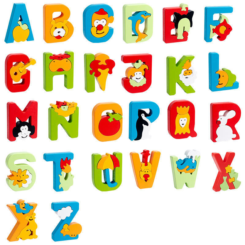 26个字母认知配对 幼儿园早教益智玩具立体拼图拼板玩具