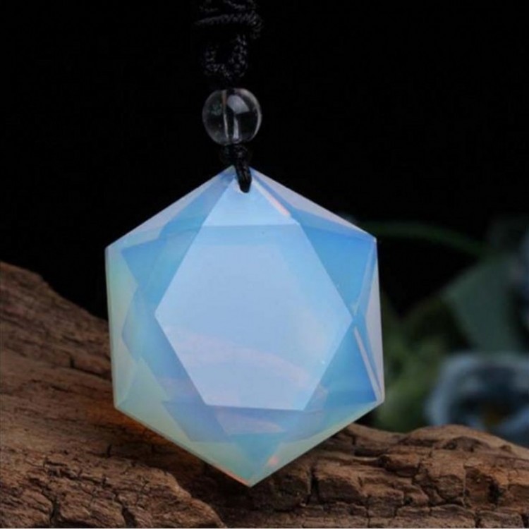 批发能量石蛋白石刻面灵摆大卫星六芒星吊坠项坠男女款挂坠