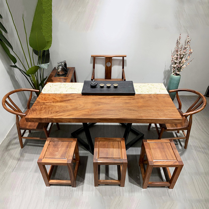 胡桃木大板实木原木桌子桌面茶板鸡翅木茶桌整块茶台柚木红木家具