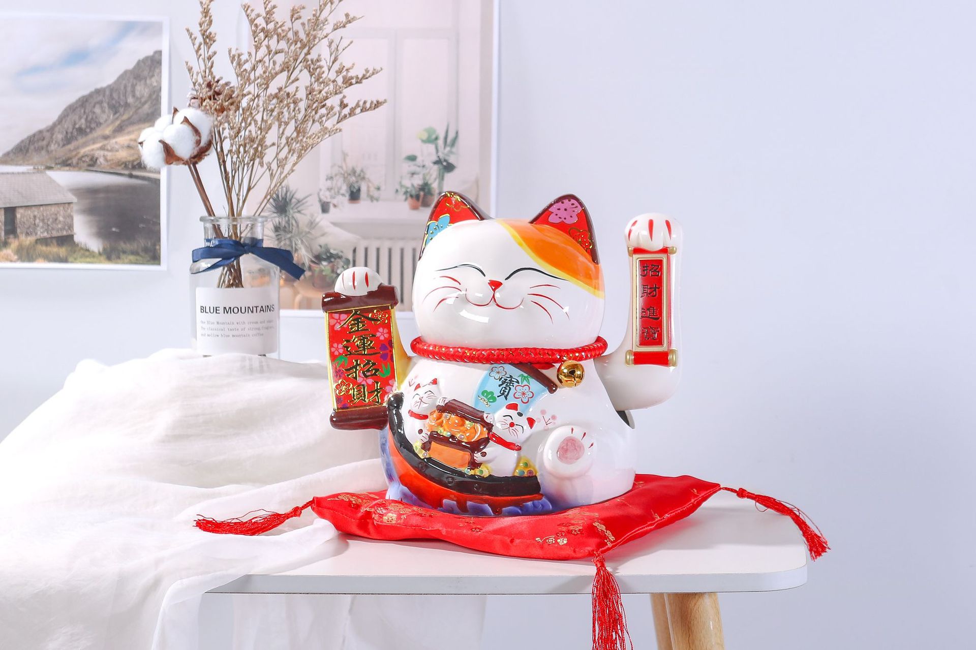 工艺品摆件创意陶瓷11寸两用招财猫保险银行开业送礼礼品店铺logo