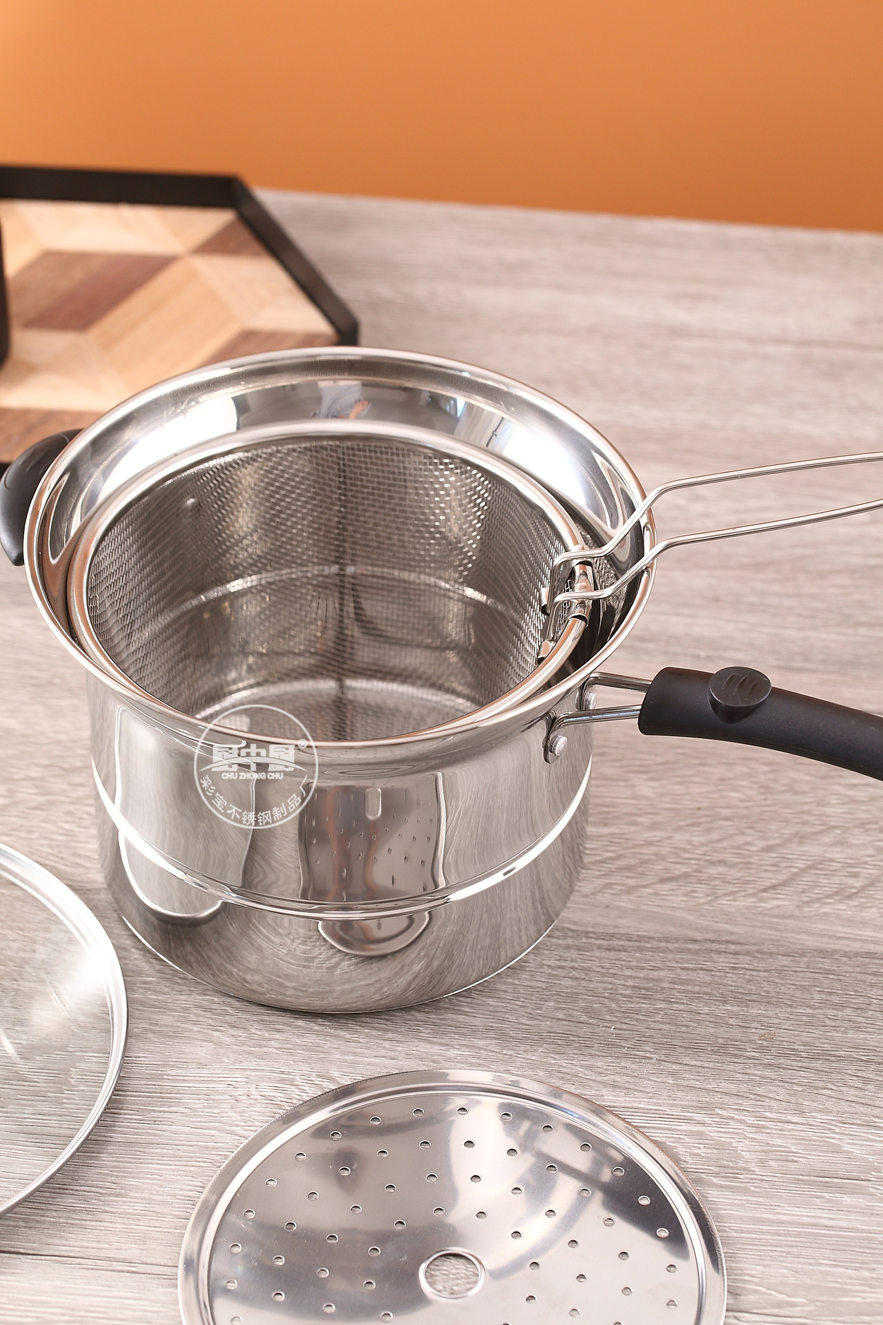 不锈钢面条锅汤锅无磁单底复底油炸蒸汤多用锅不锈米粉锅