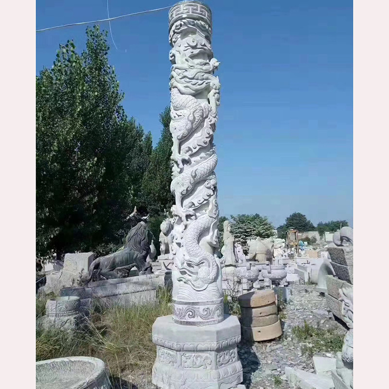 石龙柱盘龙柱花岗岩大型石柱子家祠寺庙广场景区园林盘龙柱加工
