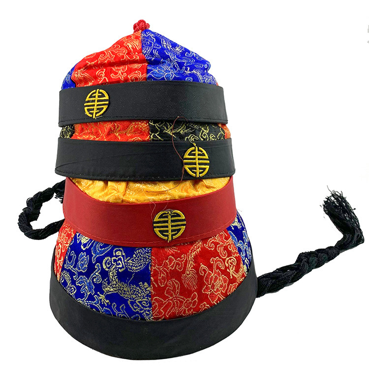古装表演道具清朝太子帽戏剧地主帽成人儿童演出王爷帽瓜皮帽子