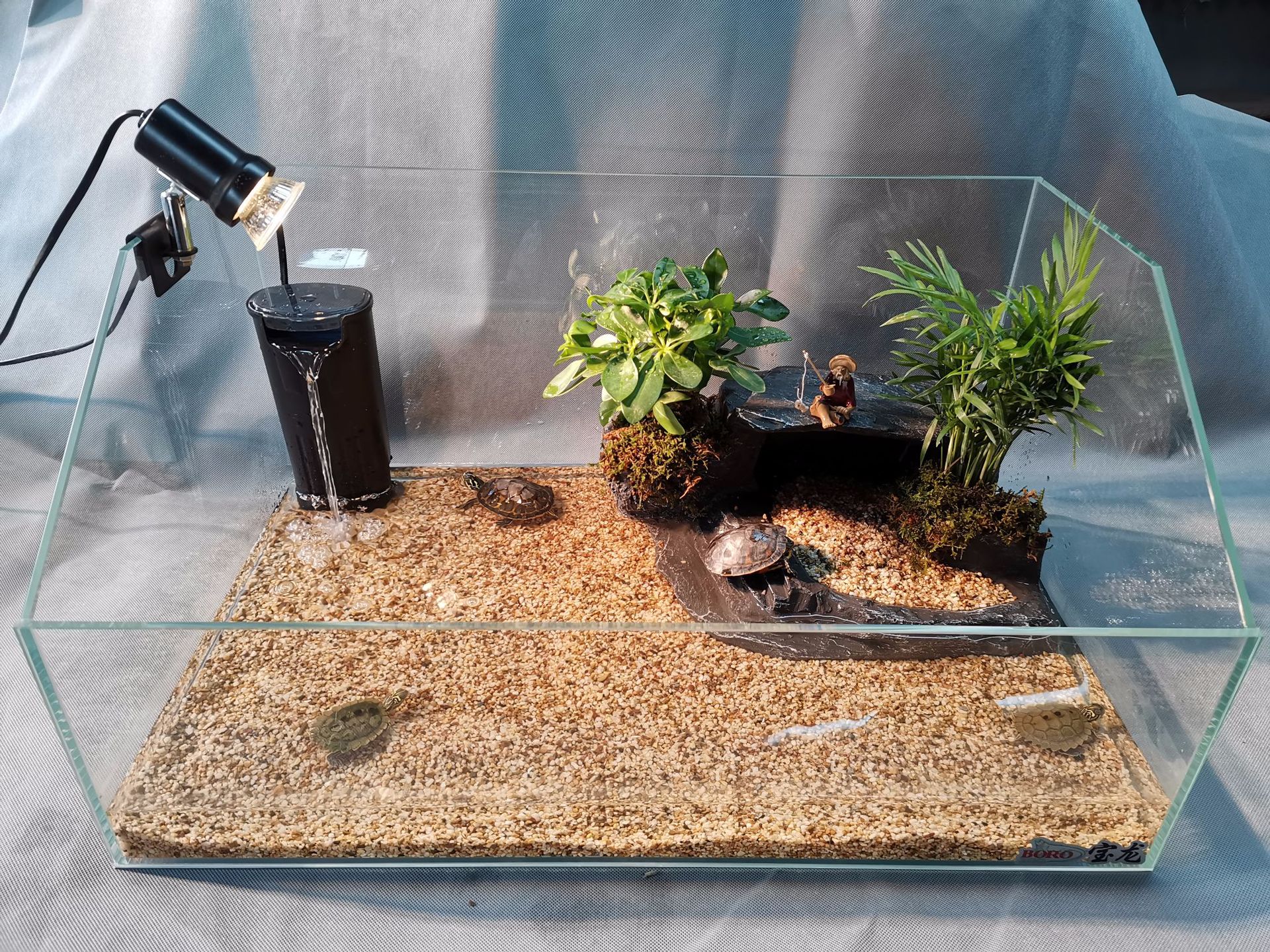 水龟缸造景装饰假山晒台洞穴可种植物生态水龟晒背岛娱乐台爬晒台