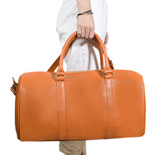 定制女款PU皮革手提单肩包大容量旅行包可折叠行李袋健身收纳袋