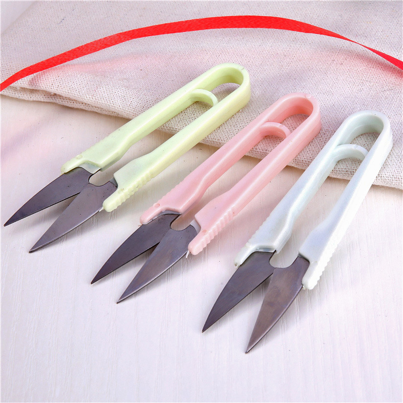 Dormitory Household Single Cross Stitch Special Small Scissors Color Plastic Scissors Thread End Scissors U-Shaped Trimming Scissors