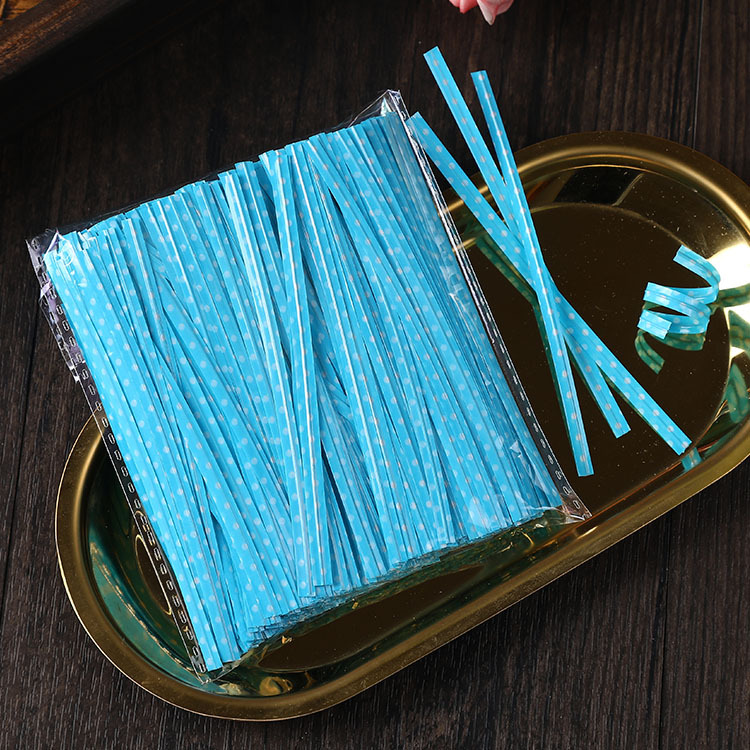 波点扎丝烘培封口扎带6色时尚礼品包塑扎条面包扎口带绳10cm现货