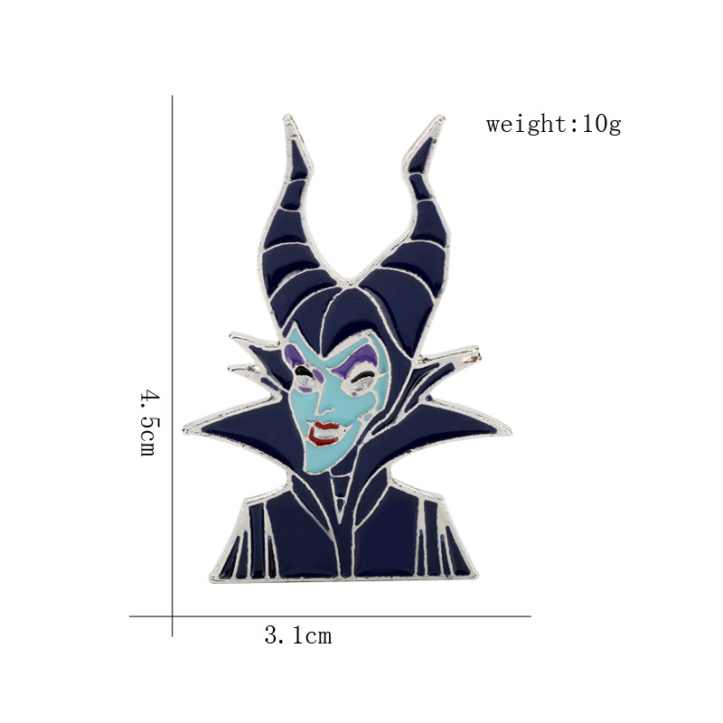 电影周边新款沉睡魔咒maleficent胸针睡美人女巫头像卡通徽章饰品