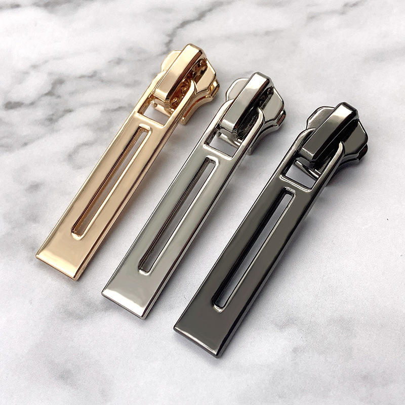 长片5号拉链头金属五号拉头刻字高档金属拉链拉头银色金属枪色