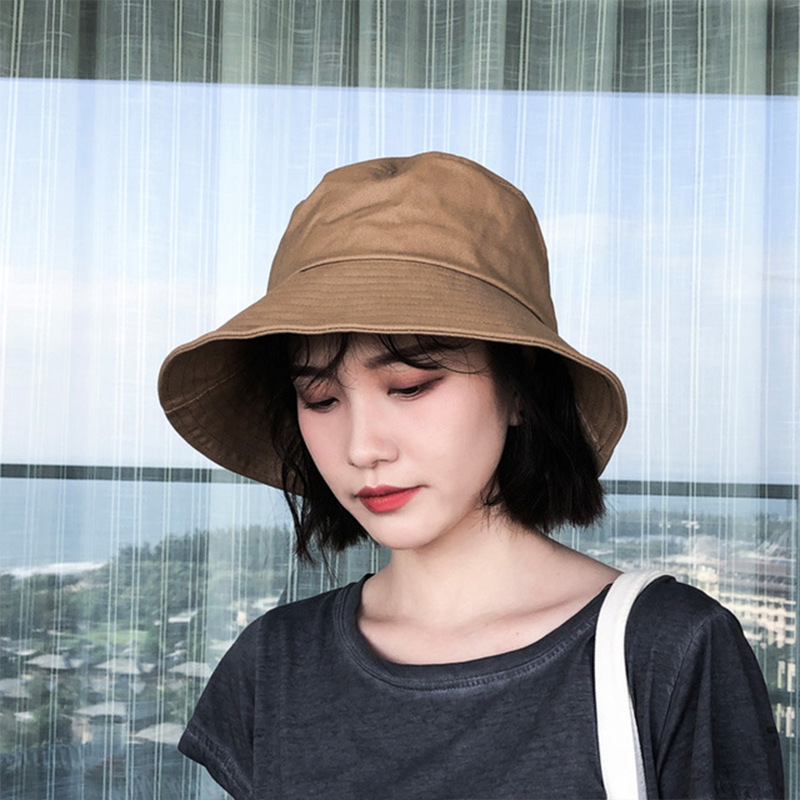 2023 Spring/Summer New Style Fisherman Hat Women's Korean-Style Trendy Japanese Solid Color Bucket Hat Sun Protection Sun Hat Men's and Women's Sun Hat