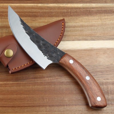 锻打小弯刀剔骨刀锤纹高碳钢家用户外开片杀鱼小菜刀分割肉屠宰刀