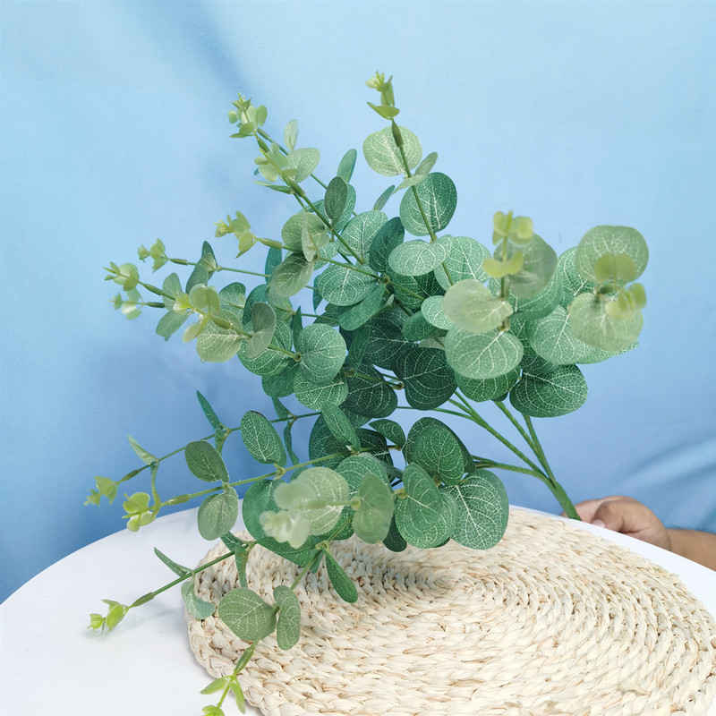 16叉金钱叶北欧凤仿真插花配草 尤加利花束婚庆路引花排装饰绿植