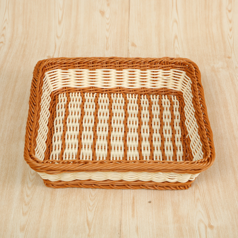 Rattan Woven Bread Basket Snack Basket Supermarket Display Basket Display Basket Storage Basket Square Rattan Woven Fruit Basket