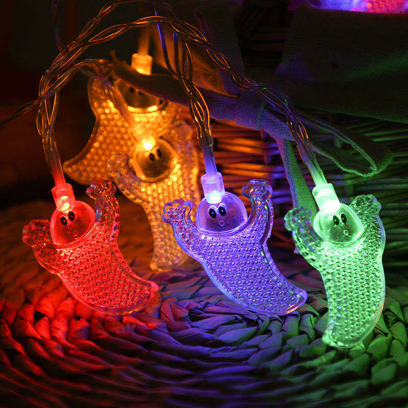 Halloween Lighting Chain Decorative Lights Series Products Battery Box Led Pumpkin Lighting Chain Ghost Bat Christmas Lights