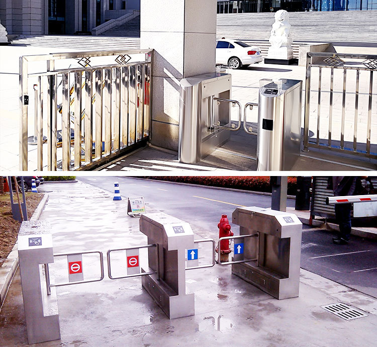 超市入口单向门进出口器出入口闸机导向门人行通道圆柱手动摆闸门