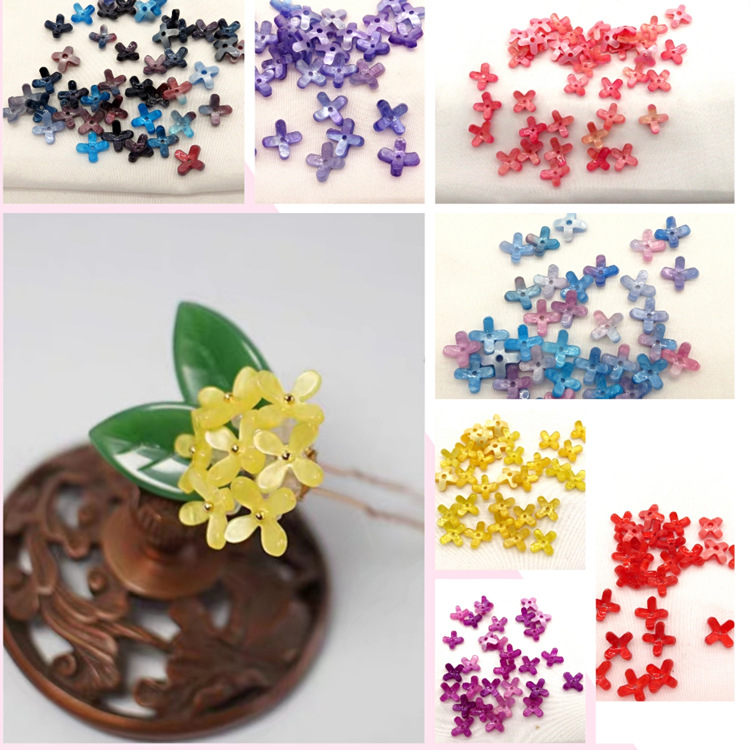 Acetic Acid Three-Dimensional Four-Petal Osmanthus Ancient Style Han Chinese Clothing Hairpin Earrings Hairpin DIY Handmade Jewelry Accessories Material