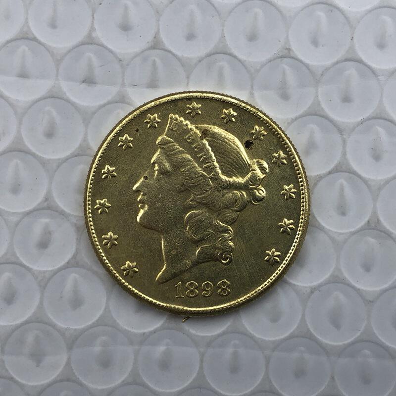 1898p版美国20金硬币黄铜制造仿古工艺品国外纪念币厂家批发34mm