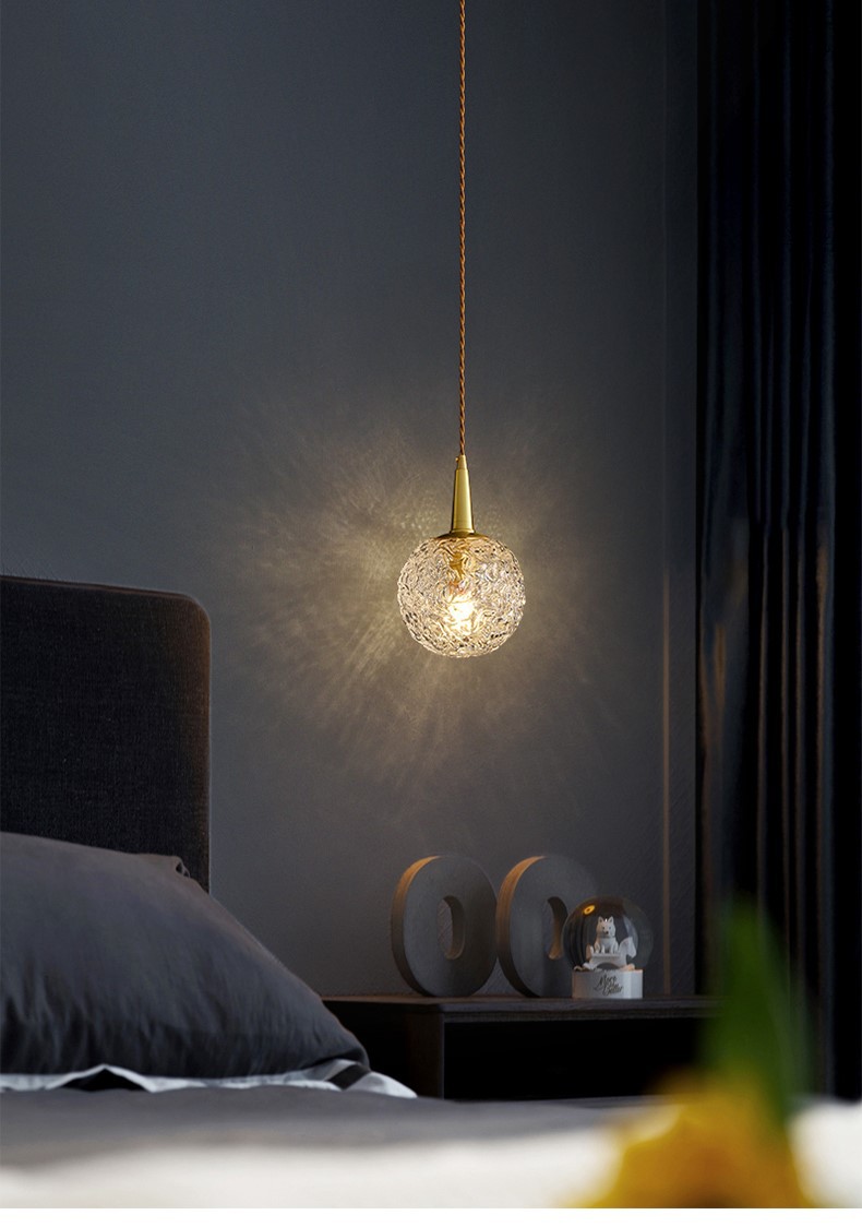 后现代简约卧室床头小吊灯北欧轻奢风格吧台过道餐厅全铜水晶灯具