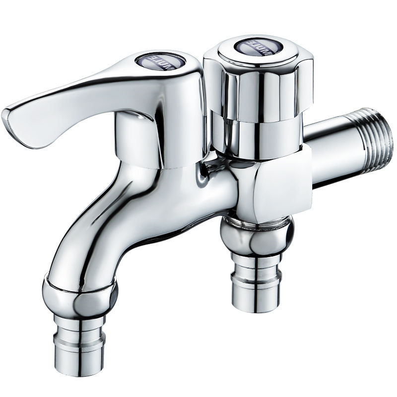 一进二出双控水龙头洗衣机双出水角阀三通多功能铜一分二分水器